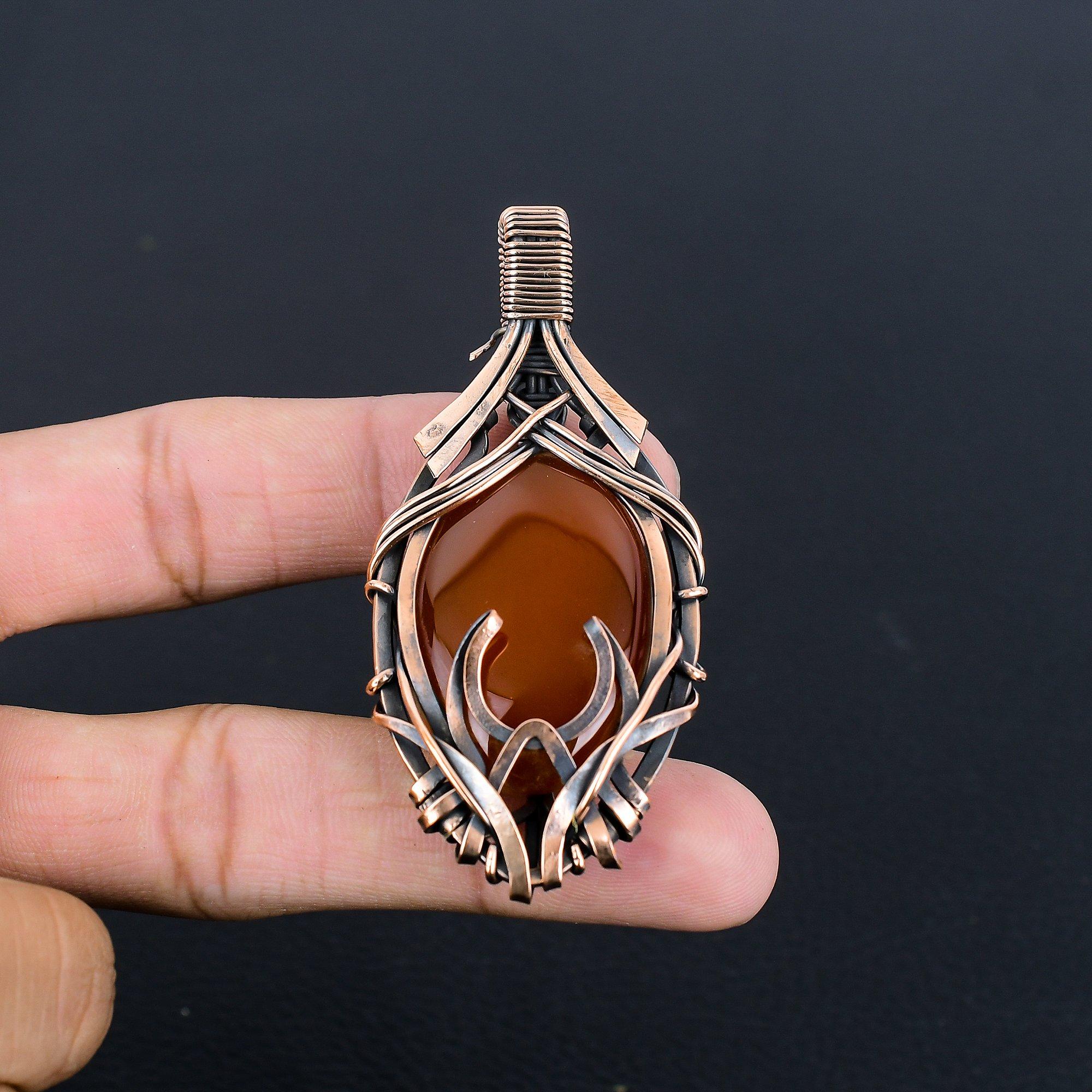 

Carnelian 999 Copper Wire Wrapped Pendant, Handmade Gemstone Pendant Jewelry, Gifts For Wife Brand New Pendant 2.55 Inches