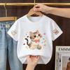 2026 Summer Children's Short-Sleeved Cute Cartoon Cat Print Baby Soft Cotton Multi-Purpose Loose-Fitting Breathable T-Shirt