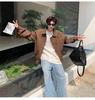 Men's Autumn Punk Brown Distressed Leather Motorcycle Jacket with Turn-Down Collar