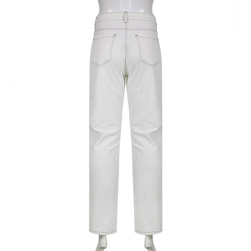 Verano Mujer Moda Blanco Jeans Cintura Alta Tobillo Recto Split Casual  Pantalones Vaqueros Oficina Señora Slim Pantalones Largos Mujer Streetwear  comprar a buen precio — entrega gratuita, reseñas reales con fotos — Joom