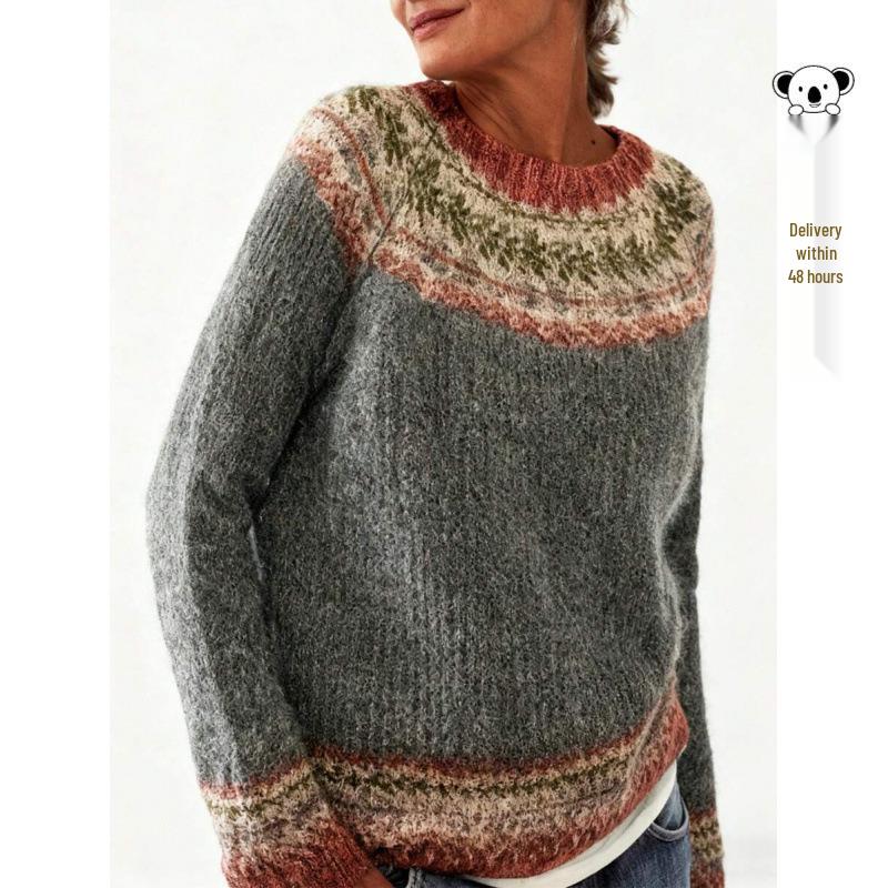 Z 66643 Color Block Crew Neck Sweater