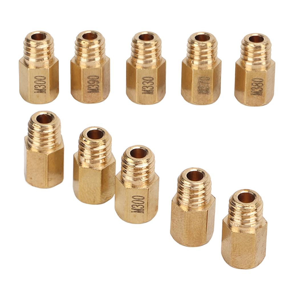 10Pcs Set Carburetor Main Jet Kit Hex Style Brass Replacement for Mikuni VM TM TMX 300‑390