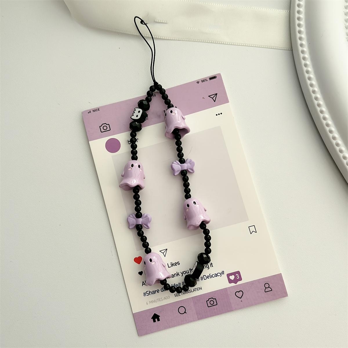 

Ins Korean Cute Ghost Bow Phone Chain Charm Wrist Strap Keycord Cellphone Lanyard Girl Keychain Mobile Phone Case Hanging Chain