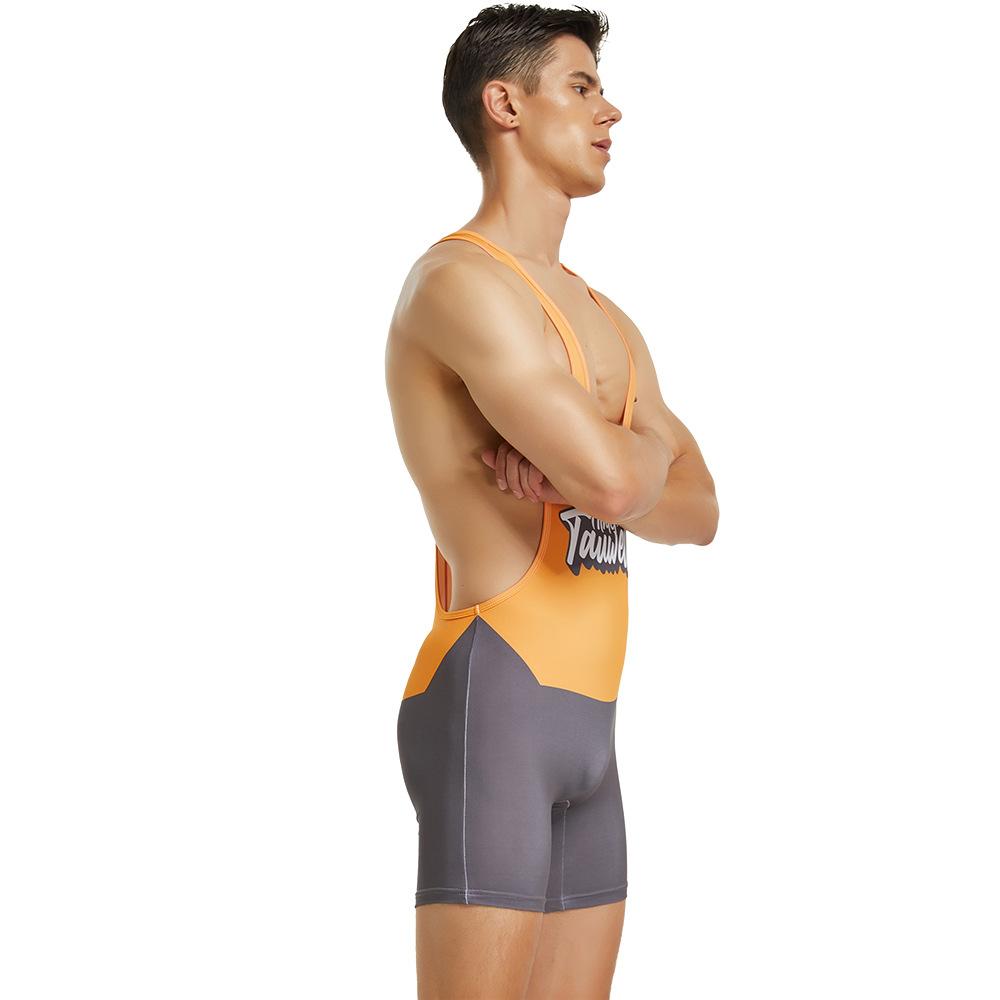 Men's Tight Vest Wrestling Suit Fitness Swimming Gym Shorts Lingerie Bodysuit