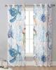 Marine Organisms Sea Turtle Jellyfish Seahorse Conch Coral Sheer Curtains Room Window Curtains Kitchen Tulle Voile Curtains