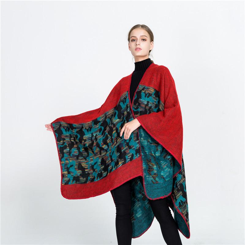 European American Street Style Camouflage Split Warm Shawl Scarf