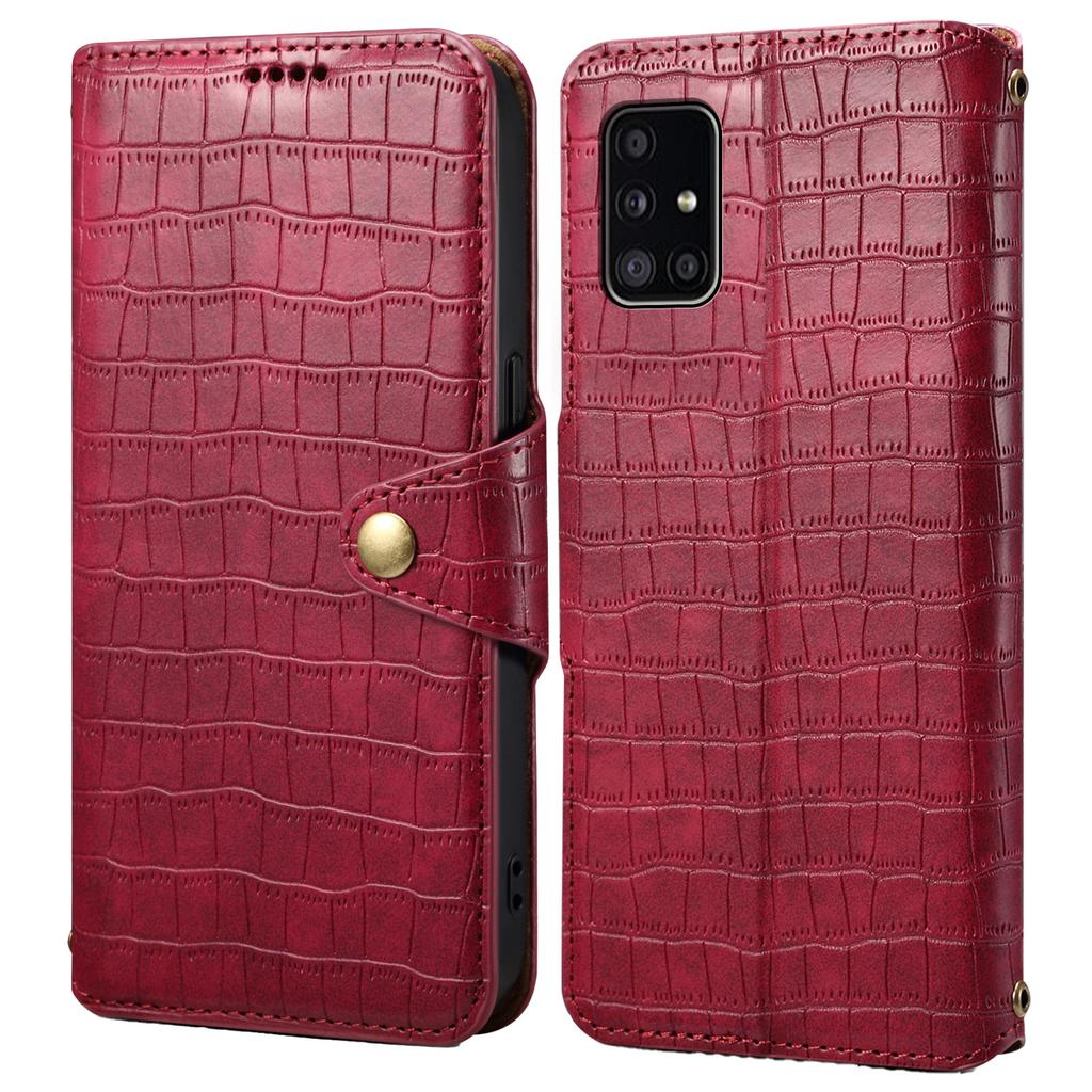 For Samsung Galaxy A51 4G SM-A515 Wallet Case PU Leather Crocodile Texture Phone Cover
