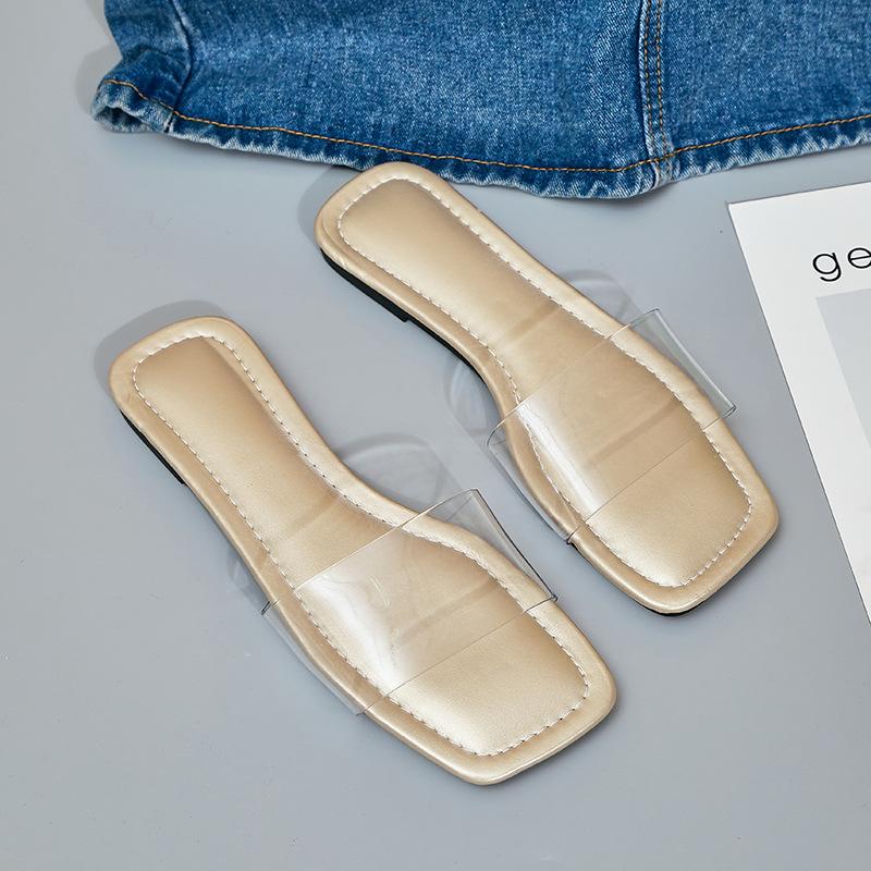 

2025 new foreign trade transparent word with flat bottom casual comfortable sandals large size 36-43 43 золотой
