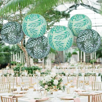 Yousheng Chinese Japanese Paper Lanterns Green Olive Leaf Hanging Lanterns for Boho Wedding Birthday Party Bridal Showers Decor