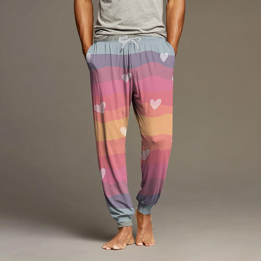 Herren Kordelzug Tasche Bündchen Freizeithose Zuhause Schlafhose