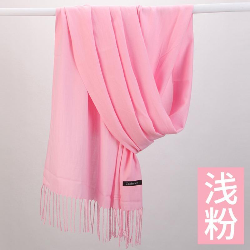Autumn and winter new cashmere scarf women's thickened fringed warm pulled solid color bright red scarf shawl