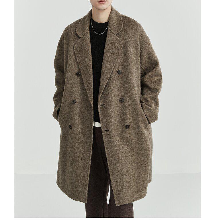 Men's Mid-Length Double-Sided Wool Coat: New Stylish Thickened Korean Winter Design