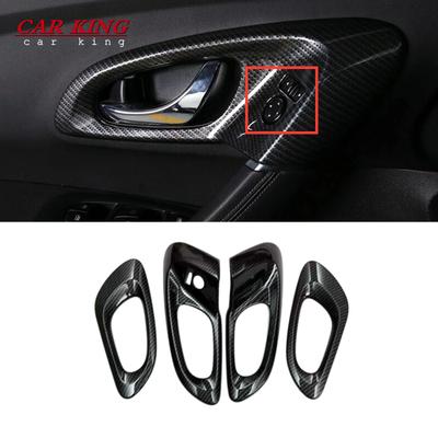 For Renault Kadjar 2015 2016 2017-2019 Car Styling Cover Protect Stick Trim Carbon Fibre Car Door Inner Built Handle Bowl 4pcs