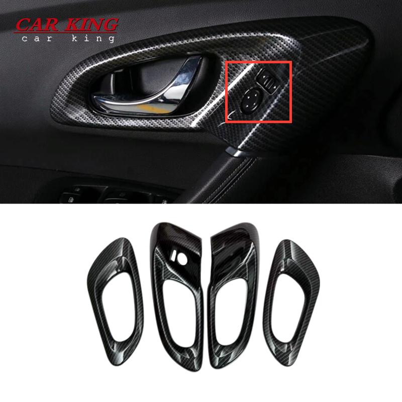 For Renault Kadjar 2015 2016 2017-2019 Car Styling Cover Protect Stick Trim Carbon Fibre Car Door Inner Built Handle Bowl 4pcs