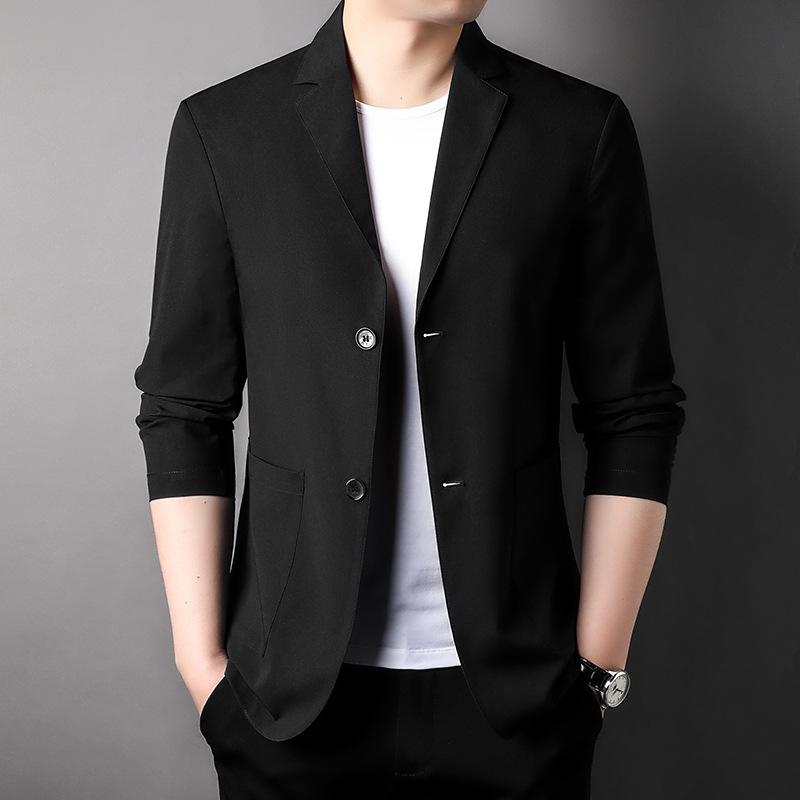 

Мужской летний тонкий костюм, куртка из ледяного шелка с защитой от солнца, универсальный повседневный костюм высокого класса для мужчин 2XL