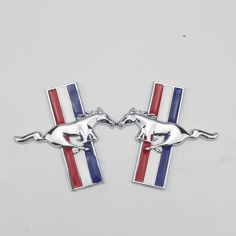 1 Pair Car Fender Side Stickers Rear Emblem Badge Horse Logo for M/ustang Focus Fiesta Kuga Edge Sh/elby GT Explorer Fusion