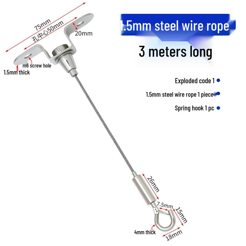 Adjustable Steel Wire Rope Hanging Kit with Chandelier Lock and Buckle