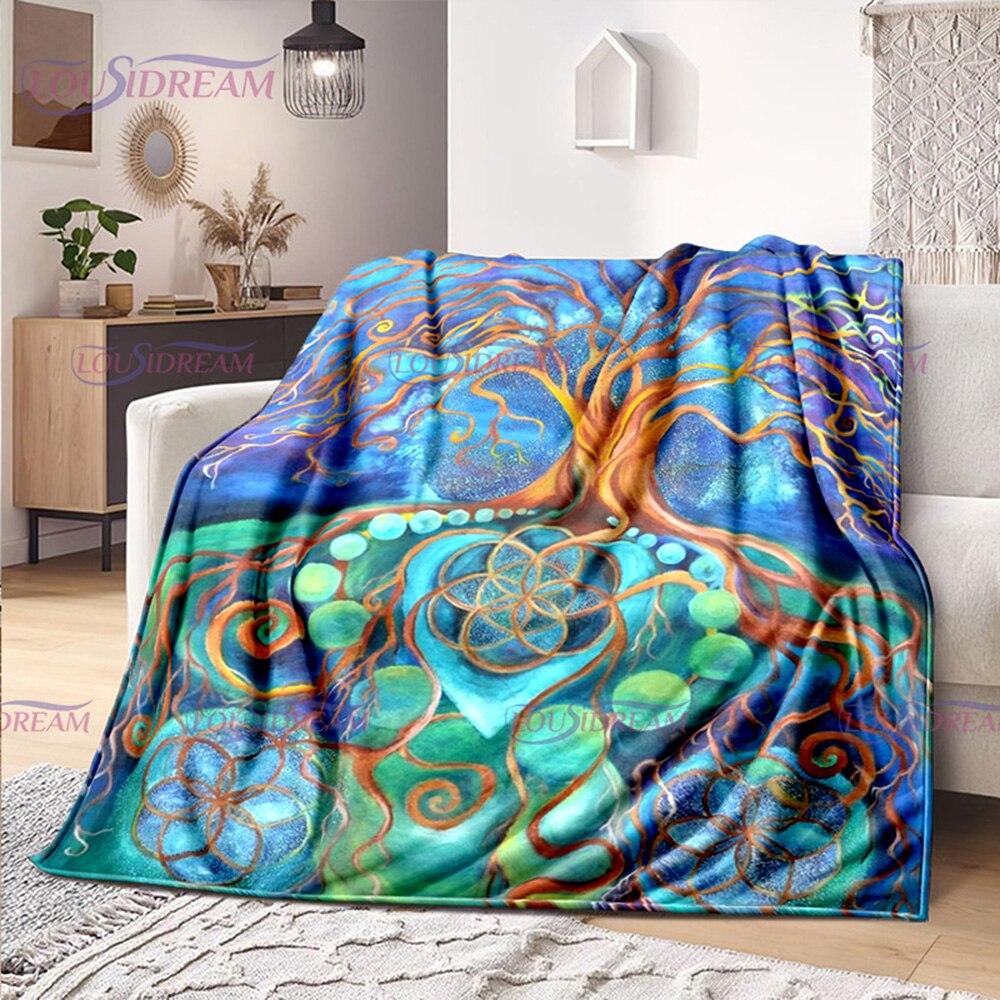 Celtic Style Tree of Life Blanket Tree of Life Wiccan Flannel Blanket Soft Warm Blanket Couch Bed Chair Decor Camping Gifts