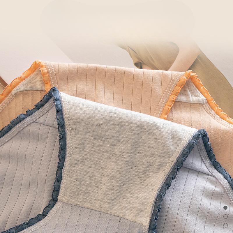 Women's Pure Cotton Underwear All Cotton Antibacterial Crotch Mid Waist Briefs Breathable Triangle Panties