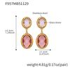Orecchini a Pendente Ovali Geometrici Placcati Oro 18K con Pietra di Vetro Sfaccettata
