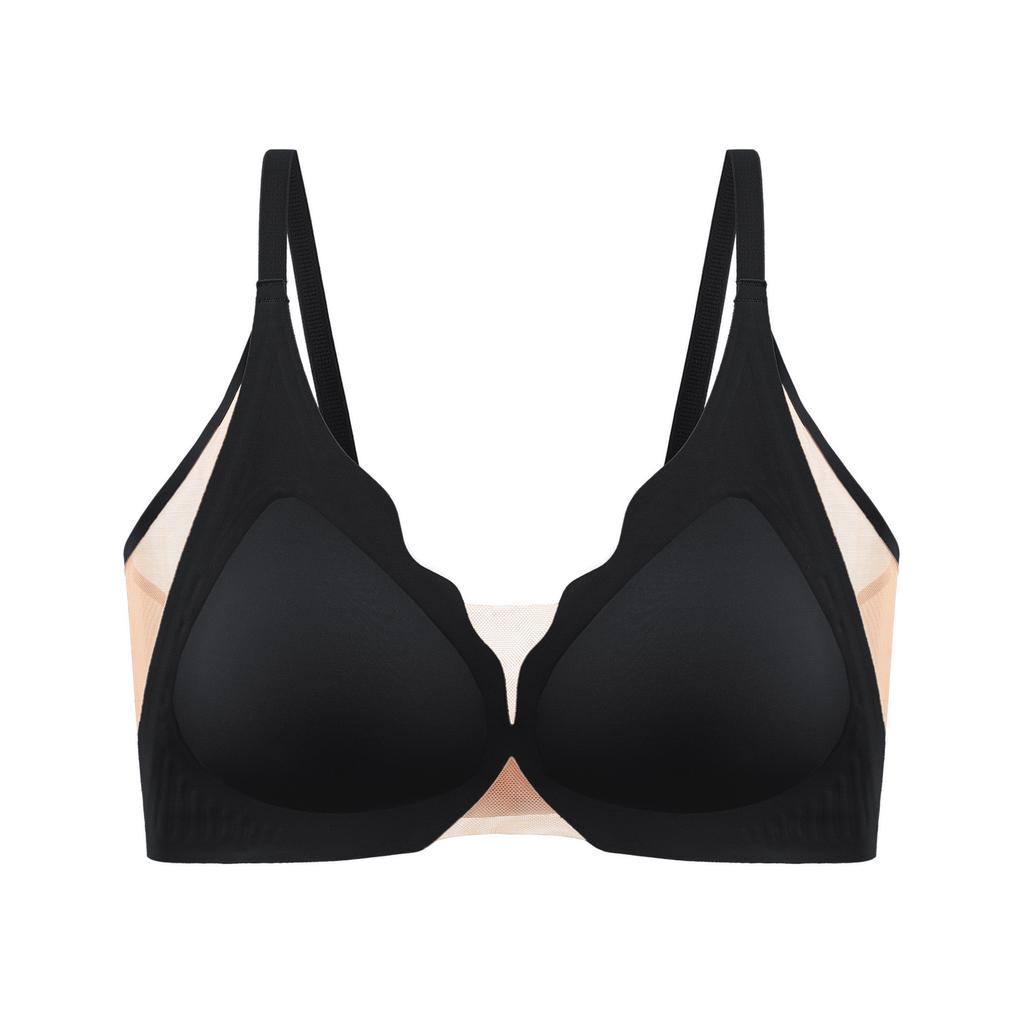 Invisible Bra Women's Breathable Gathering Bra Invisible Mesh Beautiful Back Underwear Semi-fixed Cup Bra Push Up Bra