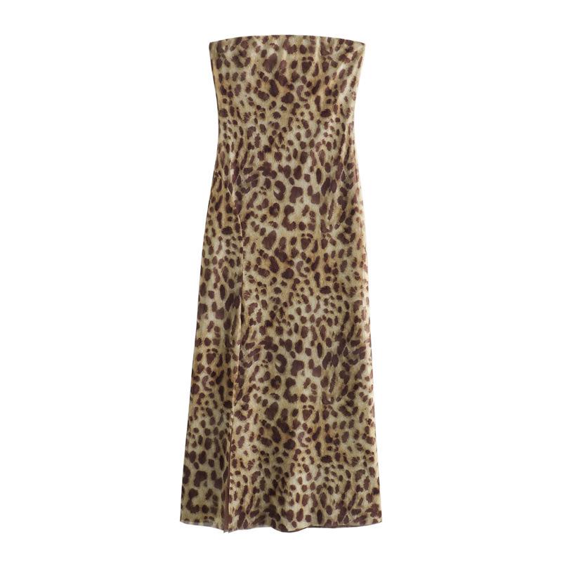 

Женское сексуальное шелковое облегающее платье без бретелек с трафаретным принтом в европейском и американском стиле, лето 2024 г. Large