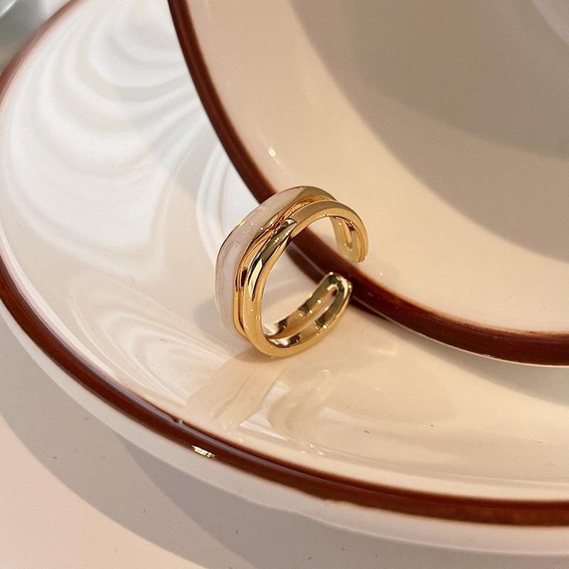 Korean Style Retro Drip Glaze Zirconia Openable Women s Ring Open adjustable