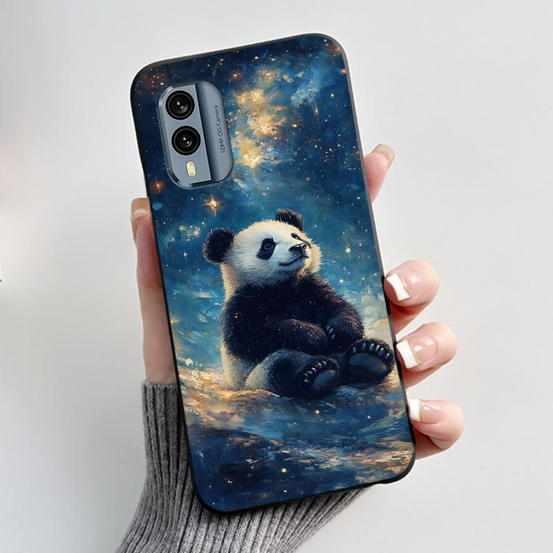 Casing For Nokia X30 5G Case Aesthetic Fashion Cute Cat Astronaut Cartoon Black Silicone Soft Shockproof Phone Case Back Cover