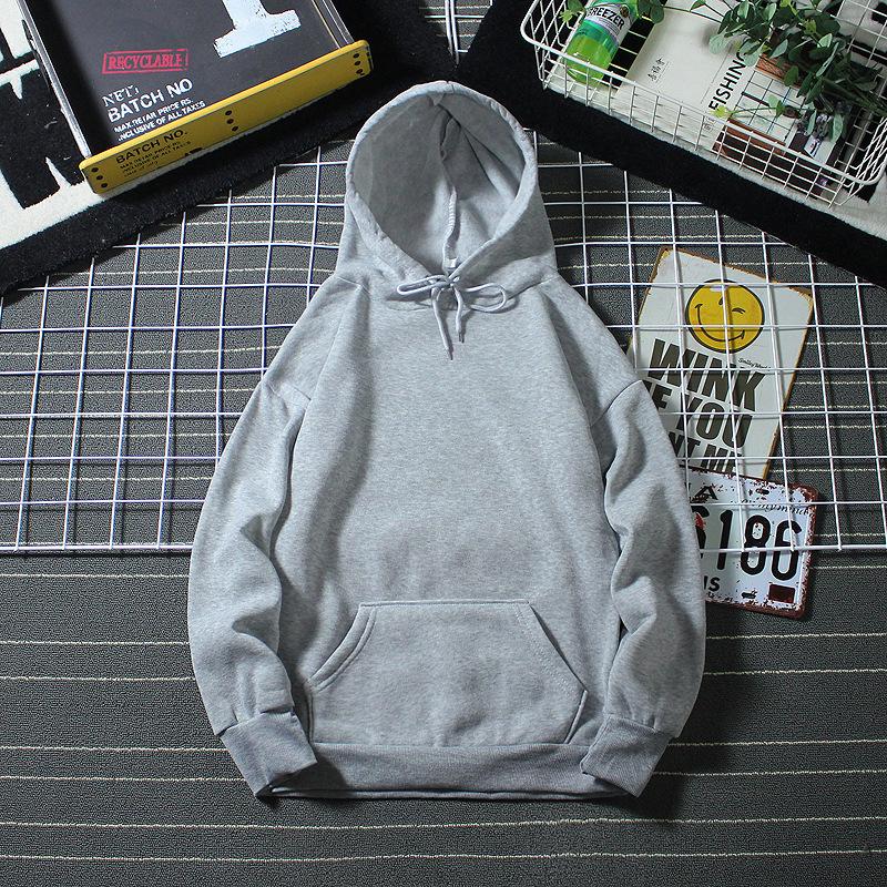 Solid Color Plus Velvet Unisex Loose Hooded Sweatshirt