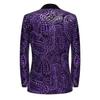 Mens Paisley Embroidered Sequin Suit Jacket Shiny Blazer