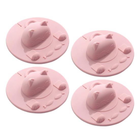 Cat Cup Lid Silicone Cover Heat-Resistant Non-Slip Hot Beverage Lid with Tea Bag Slot Cat Head Shape Microwave Dishwasher Safe Cup Lid