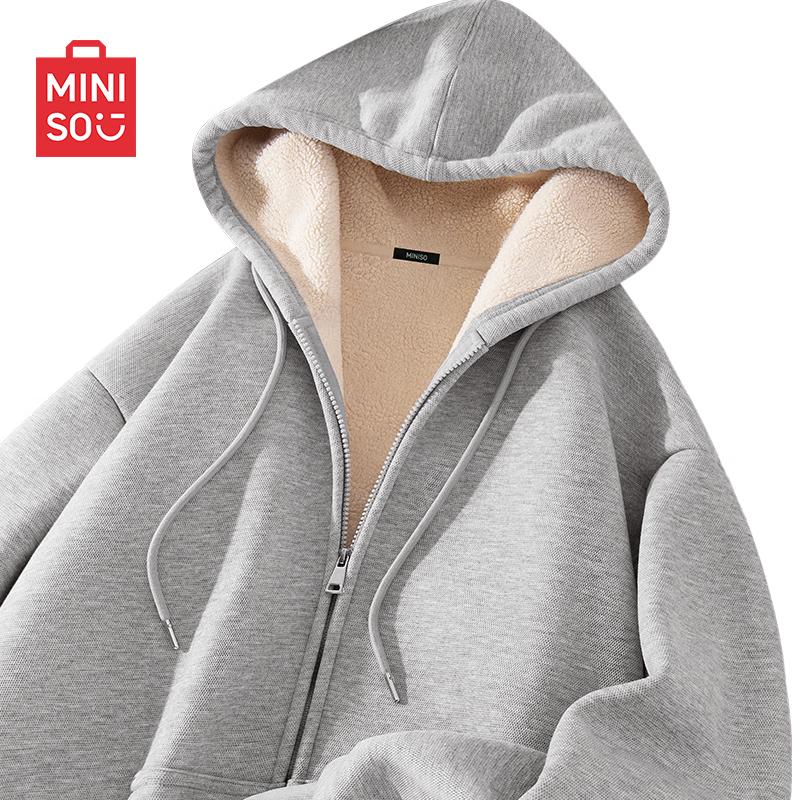 MINISO Men s Heavyweight Fleece Lined Zip-Up Hoodie XL
