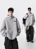 Men's Autumn Black Demon Cat Print Heavyweight Loose Fit Hoodie