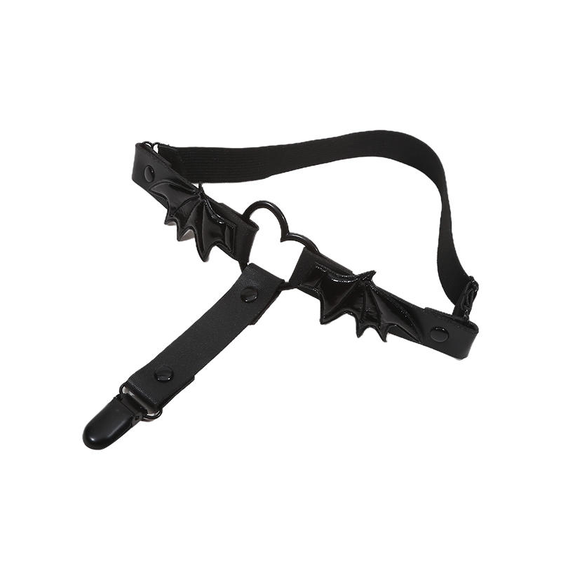 1 Pair Sexy Heart Thigh Chain Garter Belt Leg for Women Harness with Bat Wings Rope Personality Accessories Gothic Punk Style