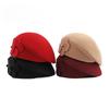 100% Pure Wool Beret for Women Elegant Floral Woolen Hat Vintage French Style Painter Cap Autumn Winter Warm Stewardess Hat Solid Color