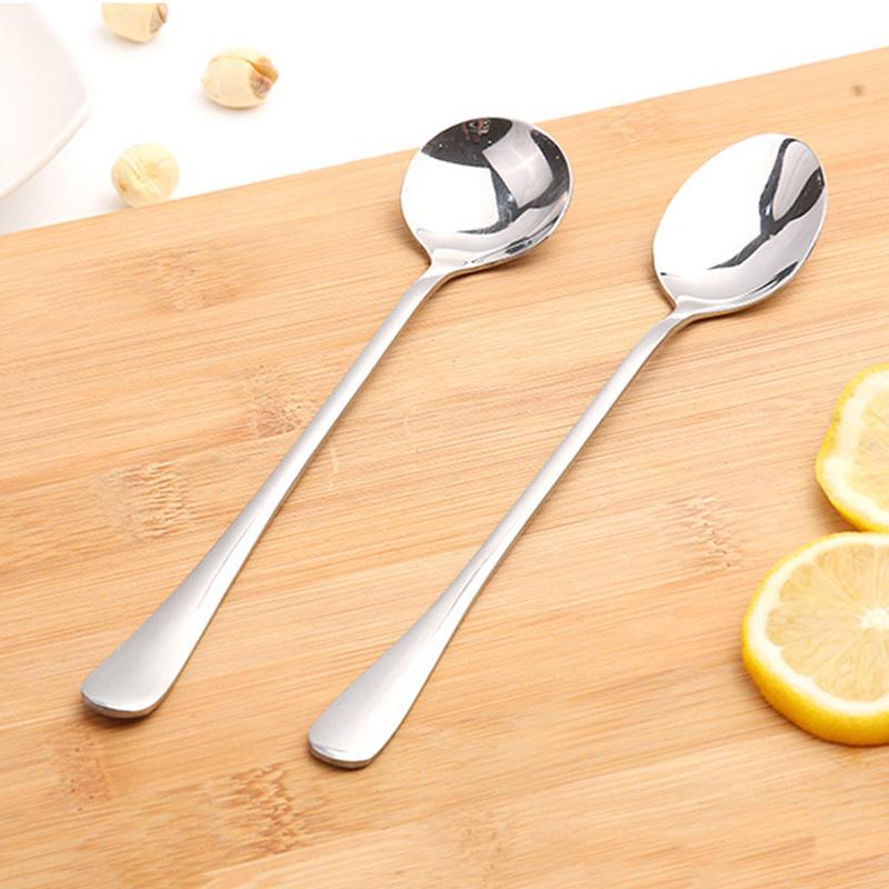 Stainless Steel Spoon Long Handle Coffee Spoon Ice Cream Stirring Spoon Meal Tableware Spoon Household Dinner Spoon Fruit Fork