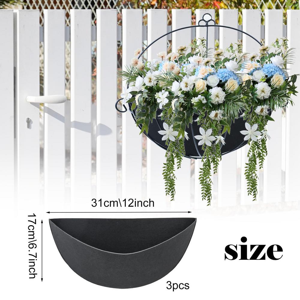 3pcs Planter Basket Liners Half Round Fabric Felt Flower Pots Liner Plant Half Round Plant Holder Case Home Decoration
