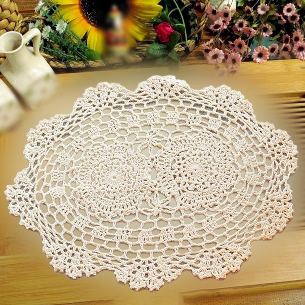 Table Mat 2022 Beige/White Cotton Lace Doilies Floral Lace Doilies Floral