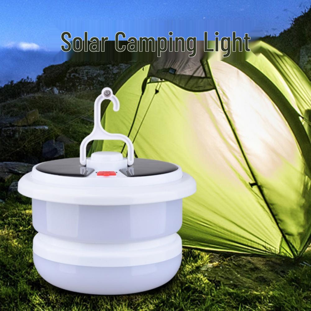Portable Rechargeable Solar LED Camping Lantern with Warm and Colorful Lights for Outdoor Use