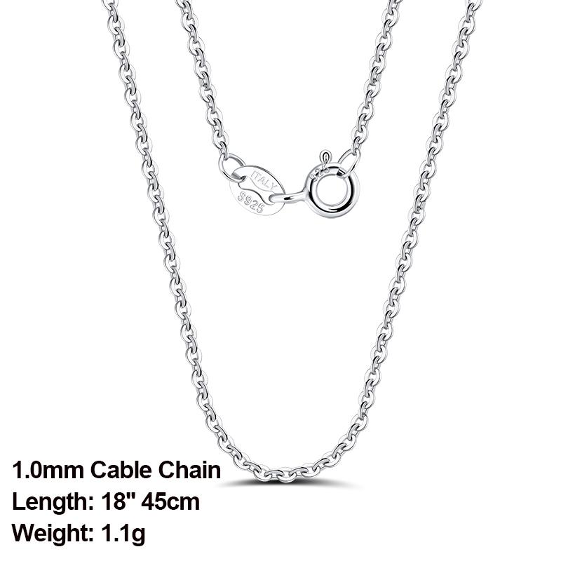 ORSA JEWELS Italian 925 Sterling Silver 1.0mm Cable Chain Personalize Necklace for Women Link Chains Necklace 45 50 55cm SC06-P