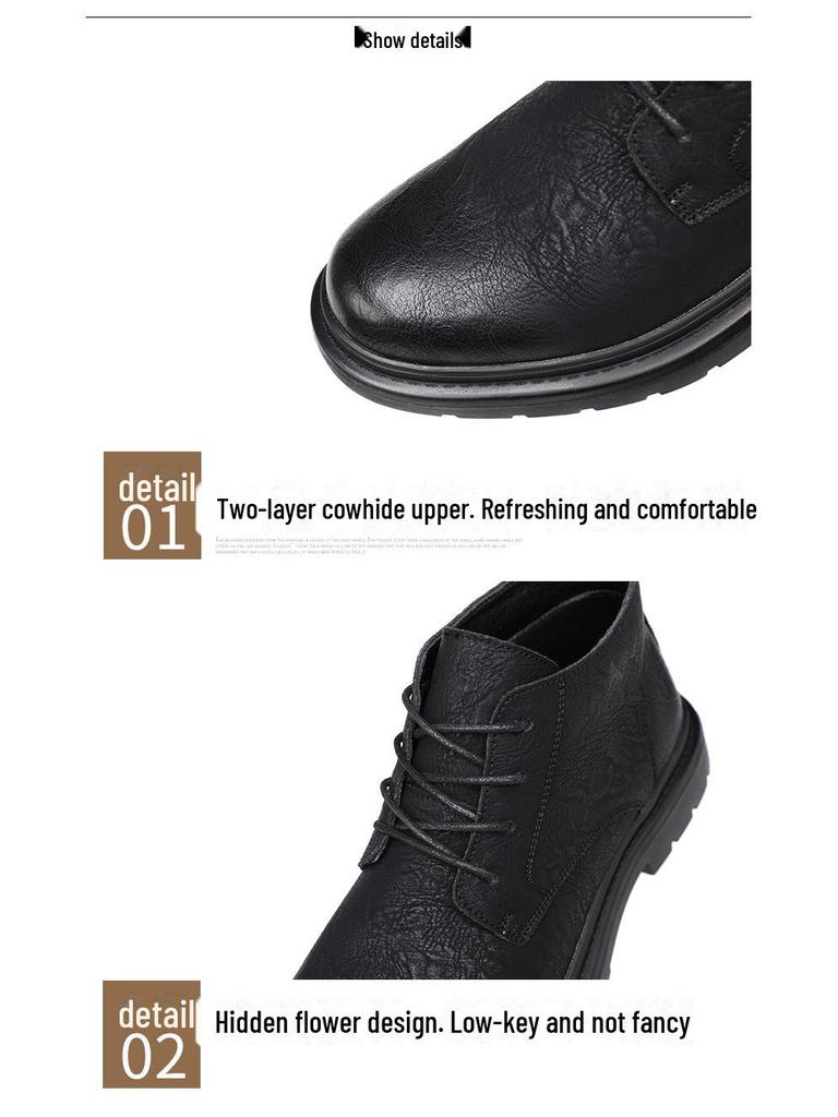 Ghete Martin de Bărbați Stil Britanic din Piele Mid-Cut - Piele Suede Naturală Mată pentru Toamnă/Iarnă