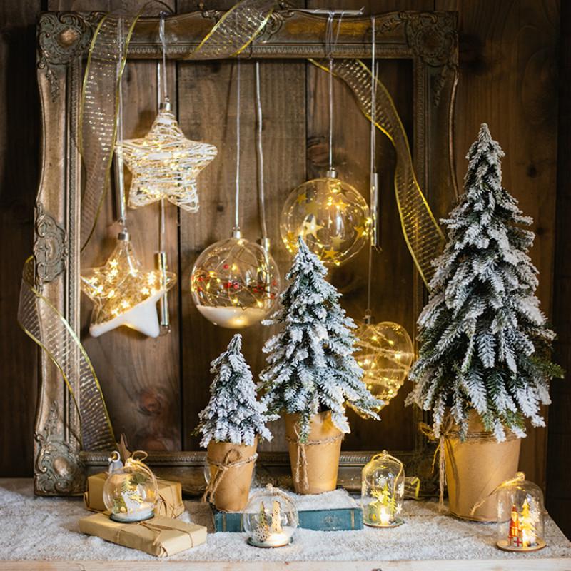 Christmas Tree Mini Pine Tree With Wood Base DIY Home Table Top Decor Christmas Artificial Frosted Sisal Small Trees Party Decor