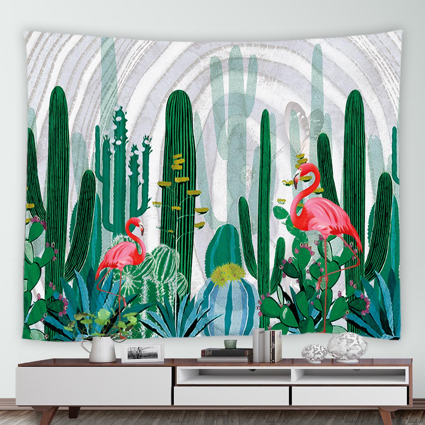 

Гобелен с тропическим кактусом и зеленым растительным принтом для дома, гостиной, спальни, Настенный декор, тканевый гобелен 100x75cm