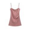 Spring/Summer 2026 Elegant Pink Pleated Waist Bodycon Camisole Dress for Women