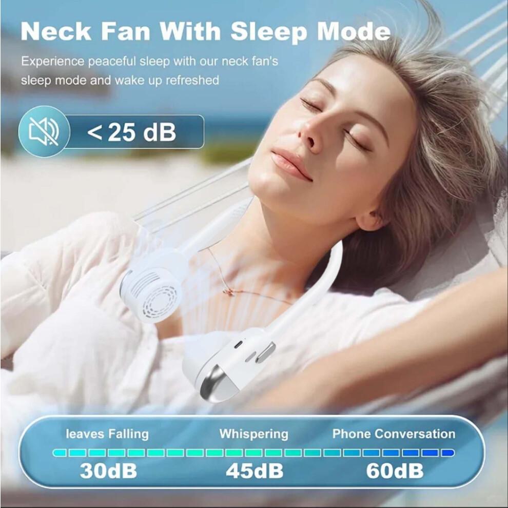FloHua Bladeless Neck Fan, 3 Speeds, Portable Hanging Fan, Strong Wind, No Hair Twisting, Short Charge, Long Use - Compatible with Daily Activities,