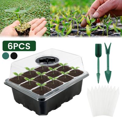 6Pcs Seedling Starter Trays 12 Hole Plastic Plant Seeds Grow Box Vegetable Flower Plant Pots Nursery Grow Box for Garden Ourdoor