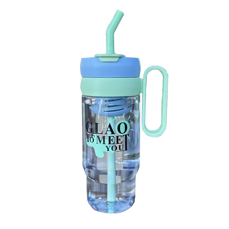 Water bottle summer giant water cup new large capacity fresh kettle high value simple male and female students double drink with straw