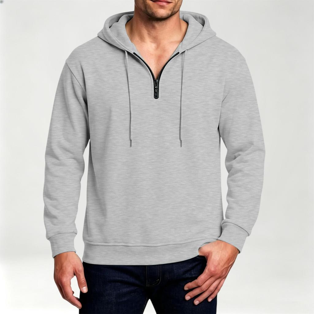 Casual Heren Sweatshirt met Kwartrits en Capuchon voor Dagelijks Gebruik