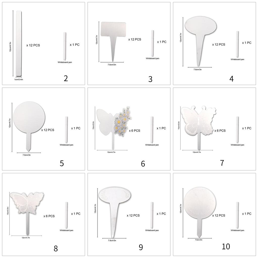 6/12pcs Plant Labels Acrylic Butterfly Garden Markers Waterproof Plant Marking Signs for Flowerpot Gardening Decoration