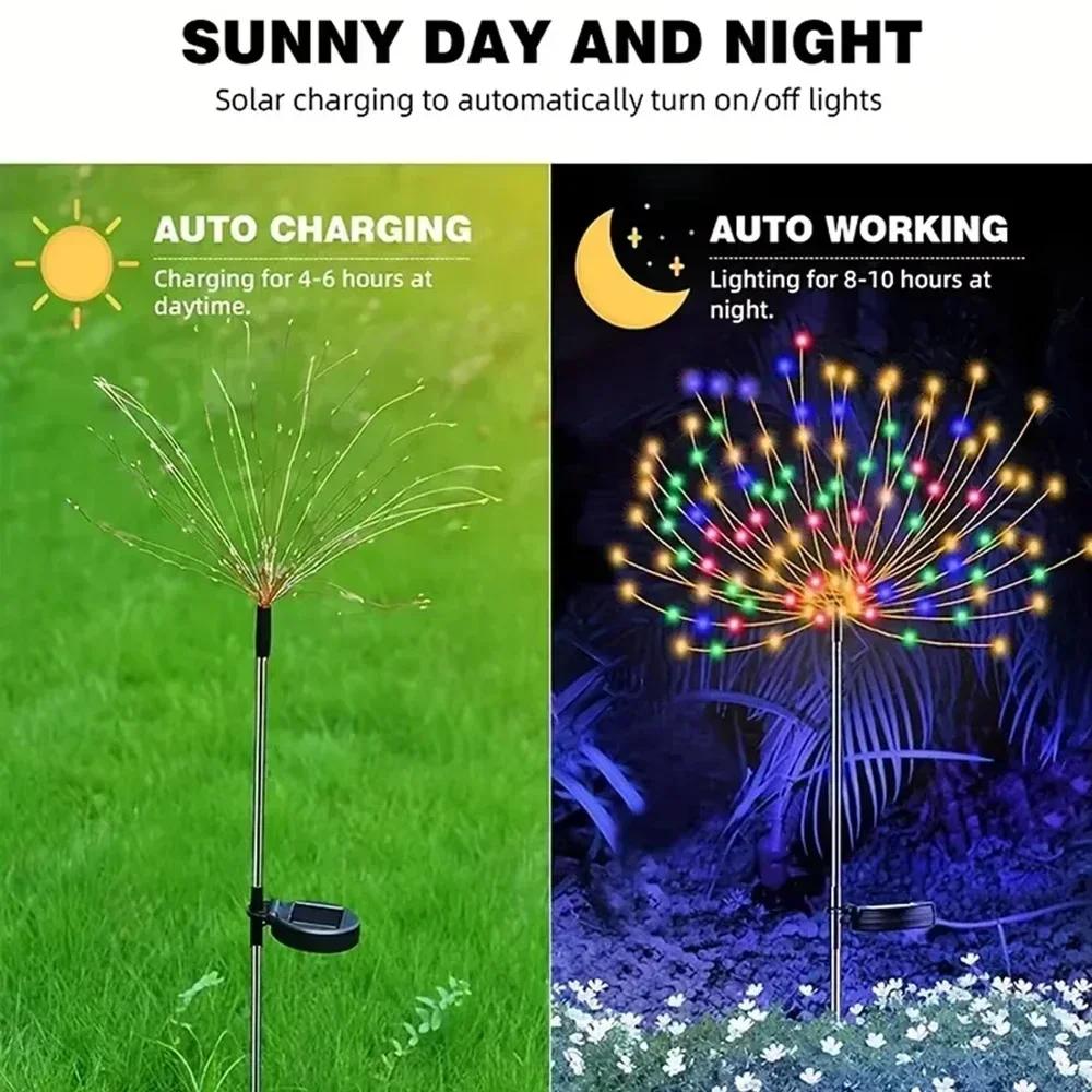 1PC Solar LED Firework Lantern Outdoor Patio Garden Wedding Decorative Lights Decorative Lanterns Landscape Lawn Festival Lamp